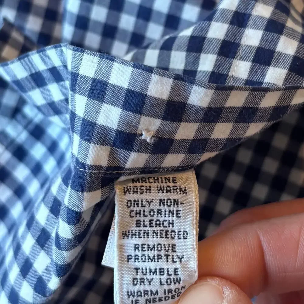 Ralph Lauren Custom Fit Gingham Shirt Button Down Navy White Mens Size XXL - Picture 7 of 9